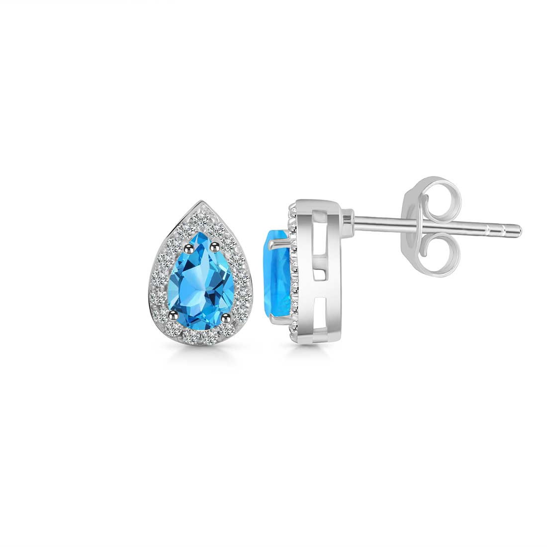 Swiss Blue Topaz Stud Earring-(SBTZ-SE-52-W.)